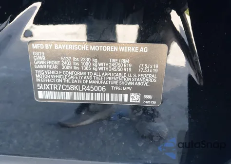 2019 BMW X3 Sdrive30I из США, поврежденный, VIN 5UXTR7C58KLR45006